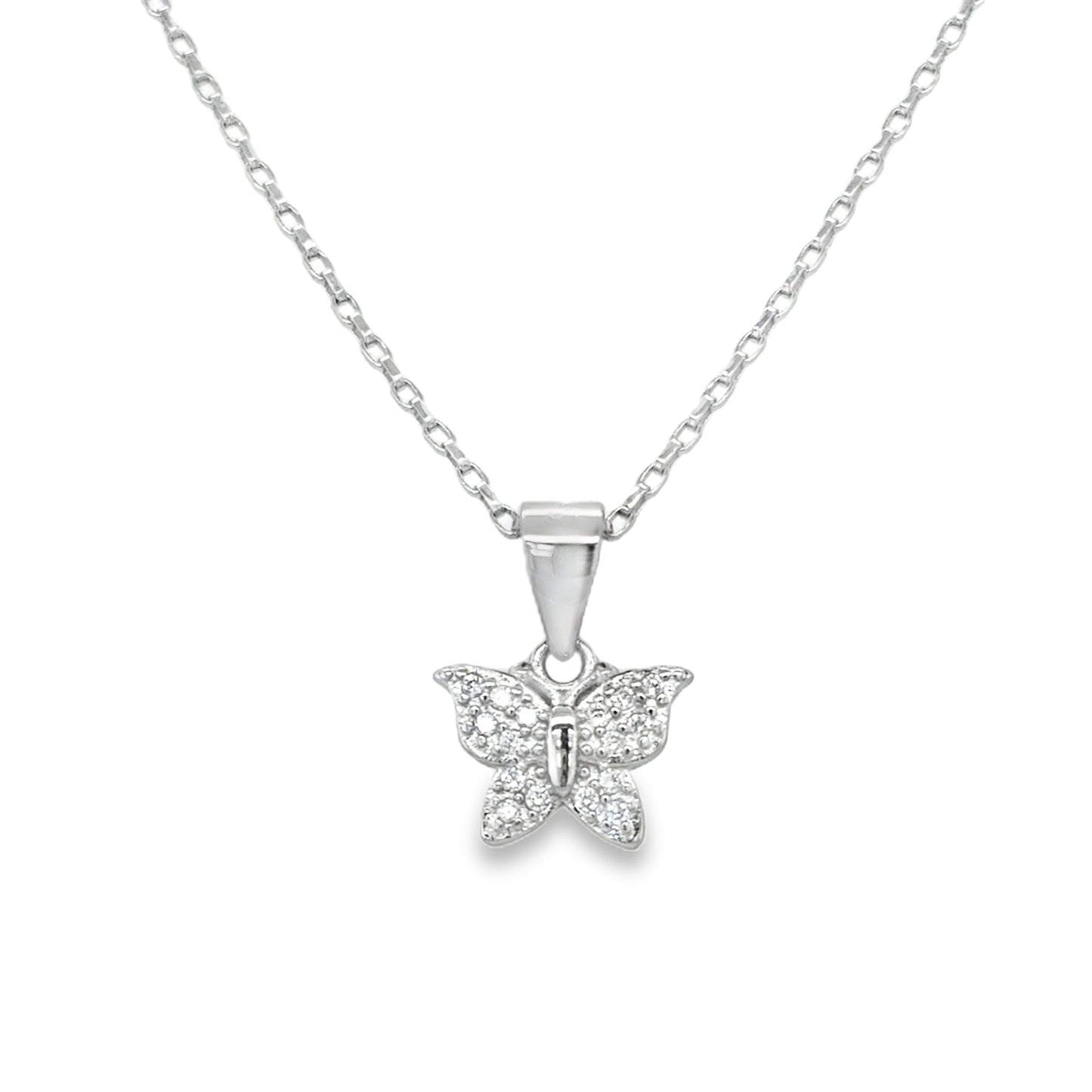 Sterling Silver CZ Butterfly Pendant