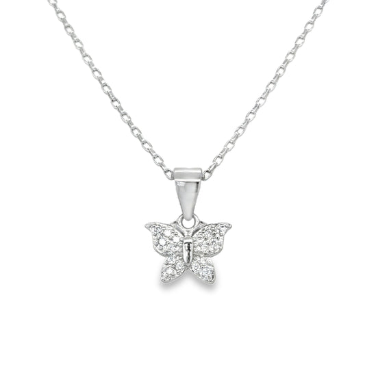 Sterling Silver CZ Butterfly Pendant