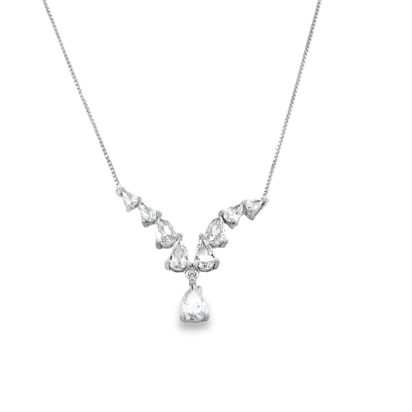 Sterling Silver Pear CZ Hammock Necklet