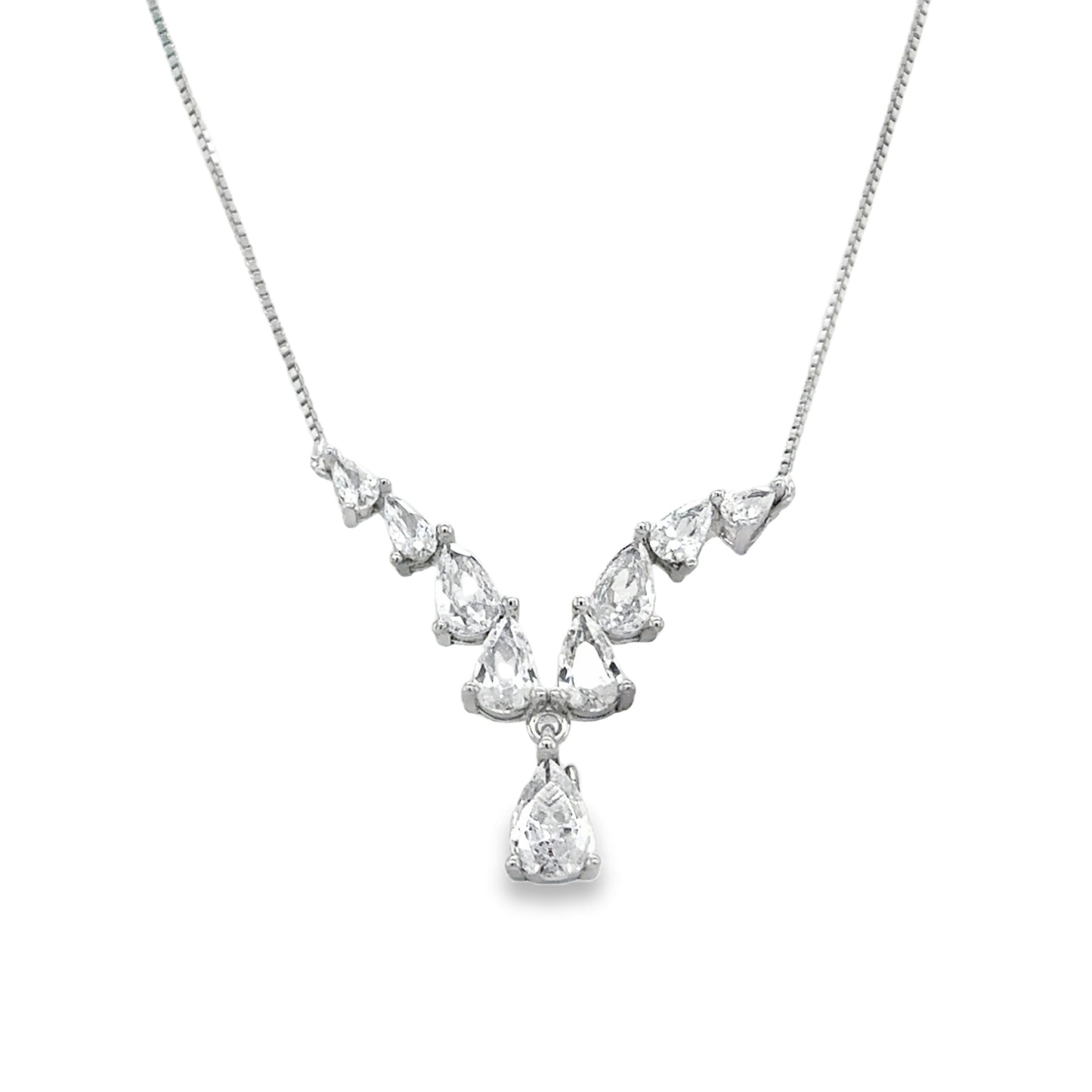 Sterling Silver Pear CZ Hammock Necklet