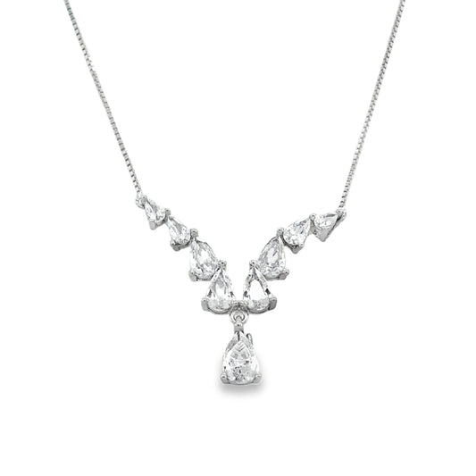 Sterling Silver Pear CZ Hammock Necklet