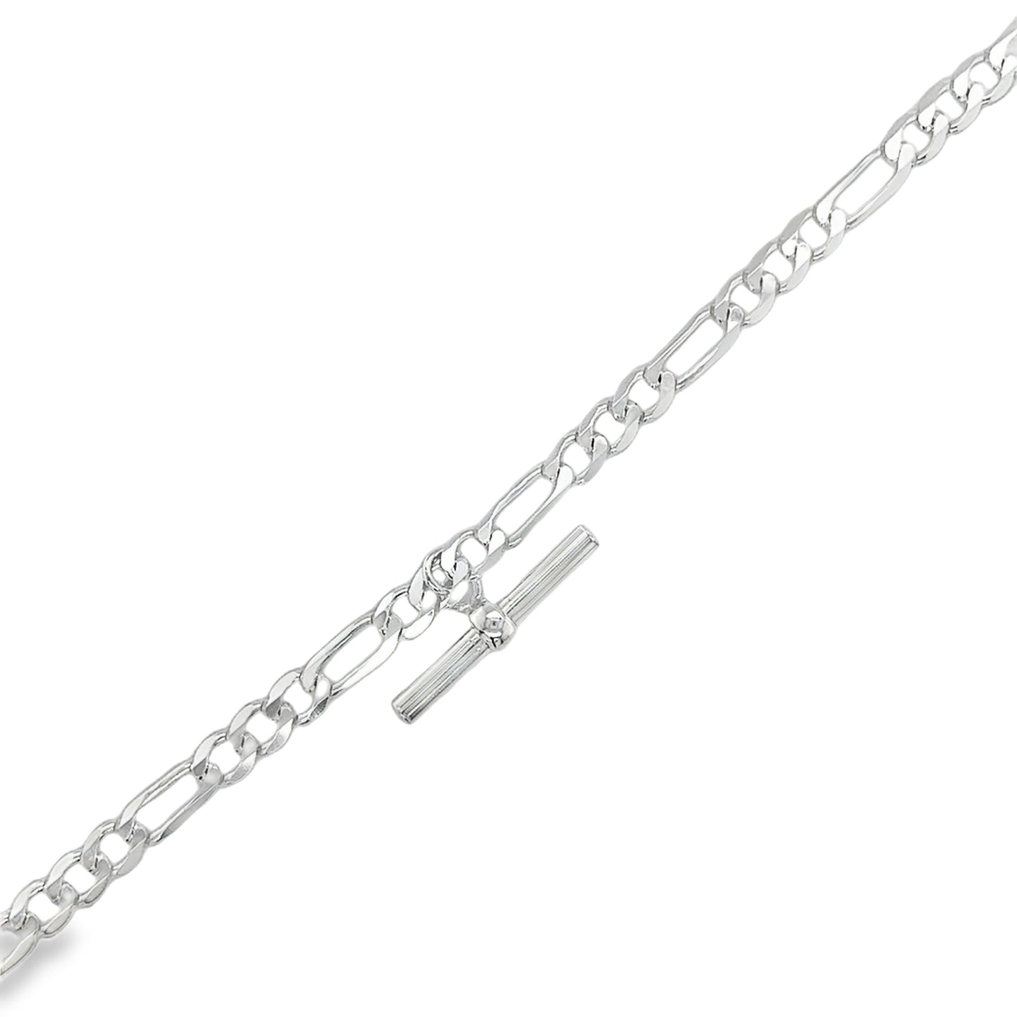 Sterling Silver Figaro Bracelet with T-Bar