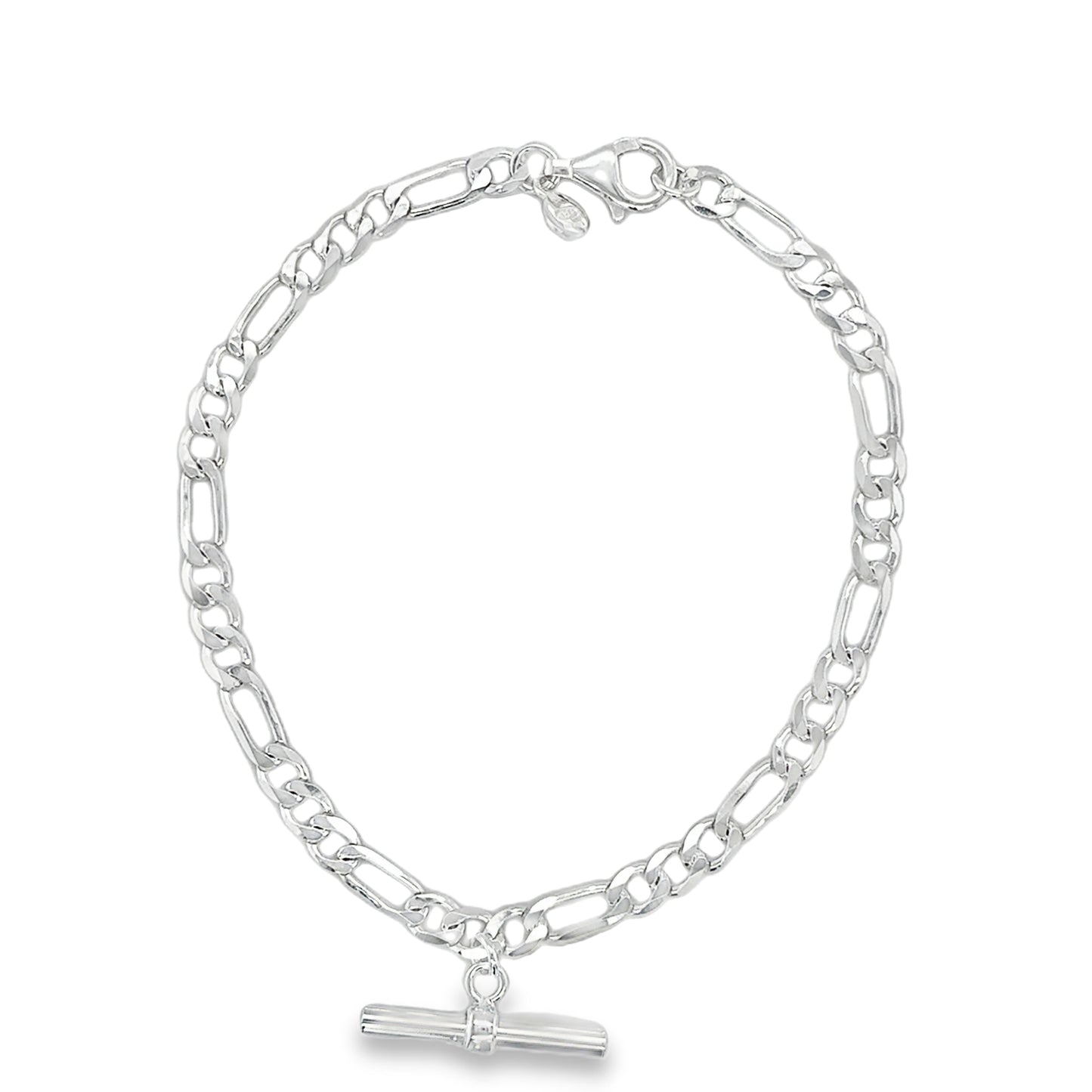 Sterling Silver Figaro Bracelet with T-Bar