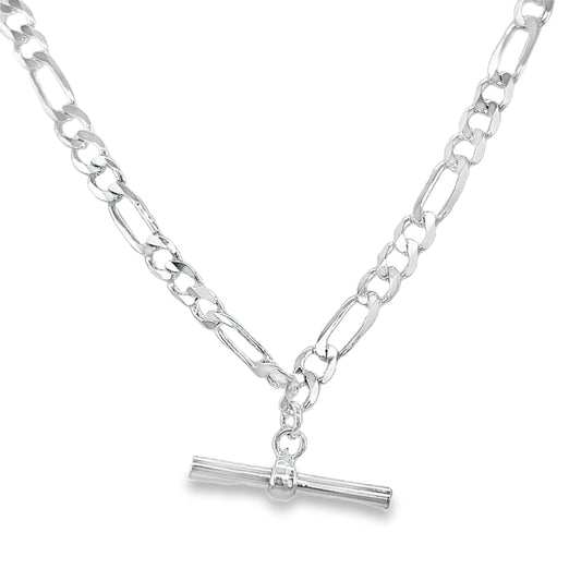 Sterling Silver Figaro Necklet with T-Bar