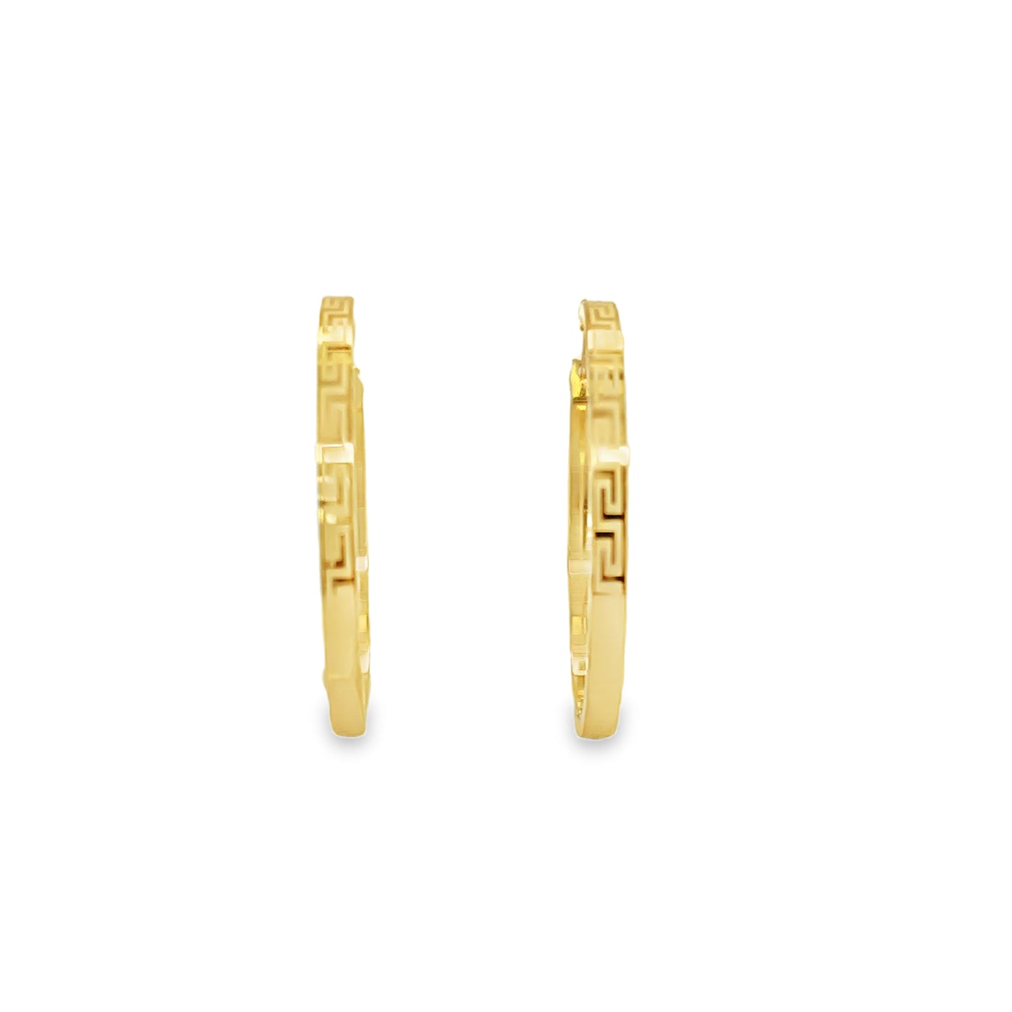 9ct 25mm Greek Key Patterned Hoop Earrings