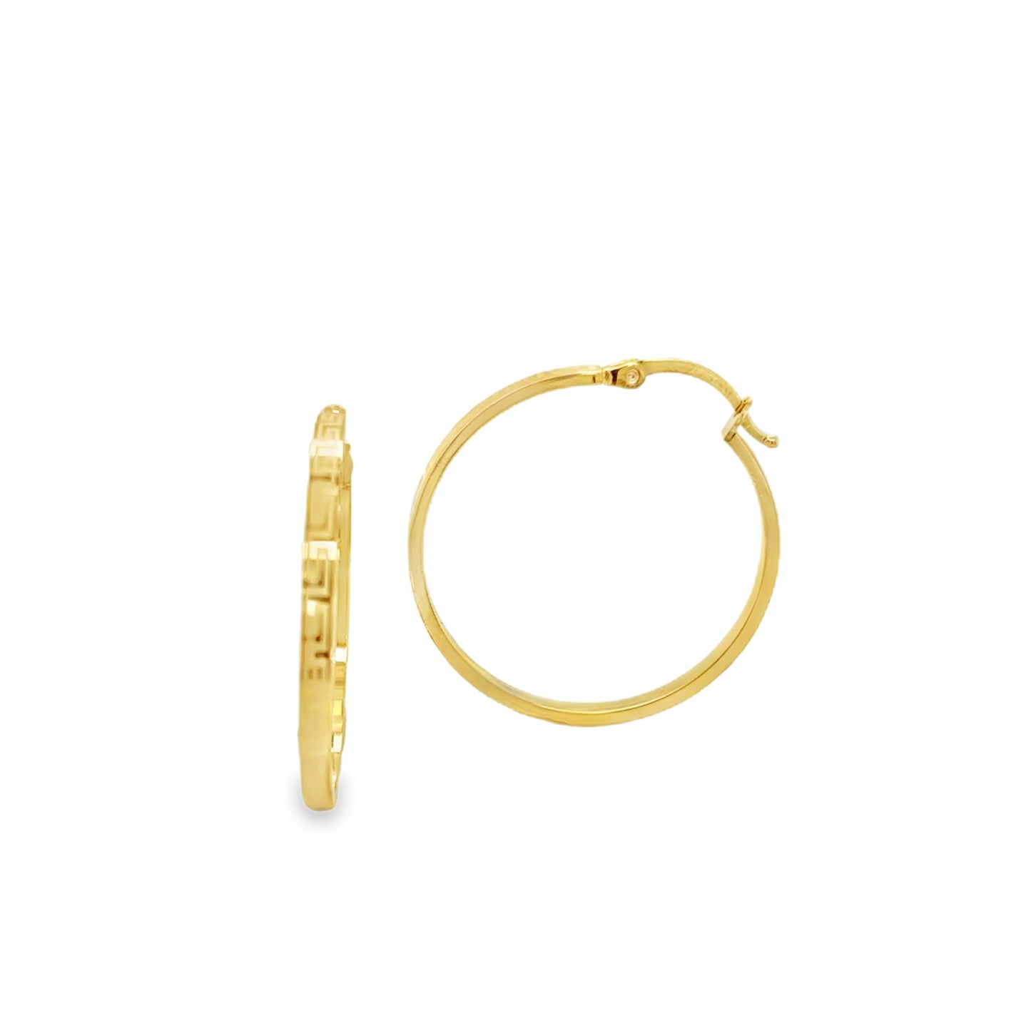 9ct 25mm Greek Key Patterned Hoop Earrings