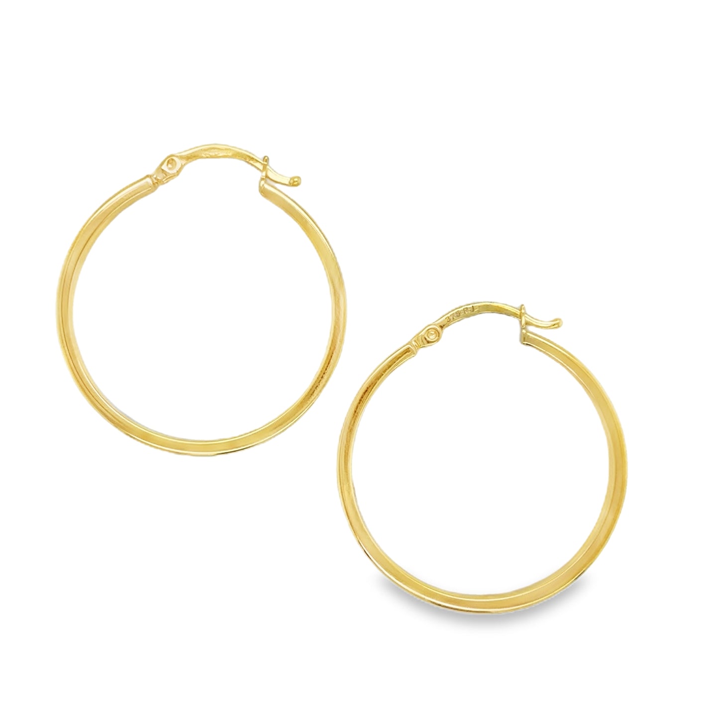 9ct 25mm Flat Hoop Earrings