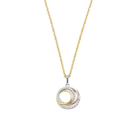 9ct 3 Colour CZ Open Circle Pendant