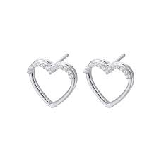 Sterling Silver Detachable CZ 3 in 1 Heart Earrings