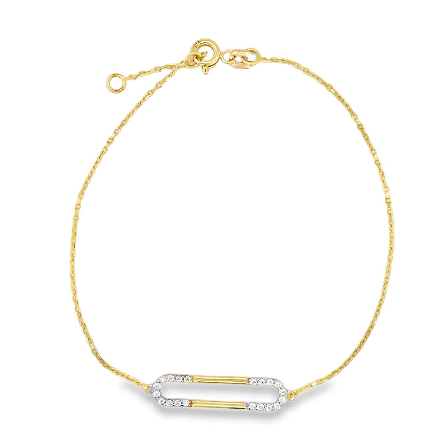 9ct CZ Open Long Link Bracelet