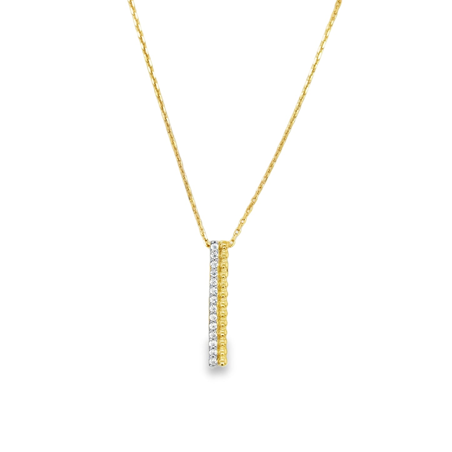 9ct CZ & Ball Long Line Pendant