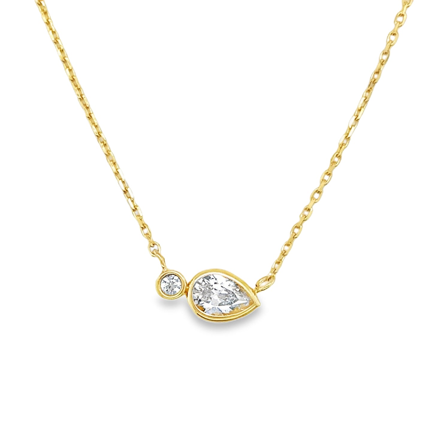 9ct CZ Round & Pear Rubover Pendant