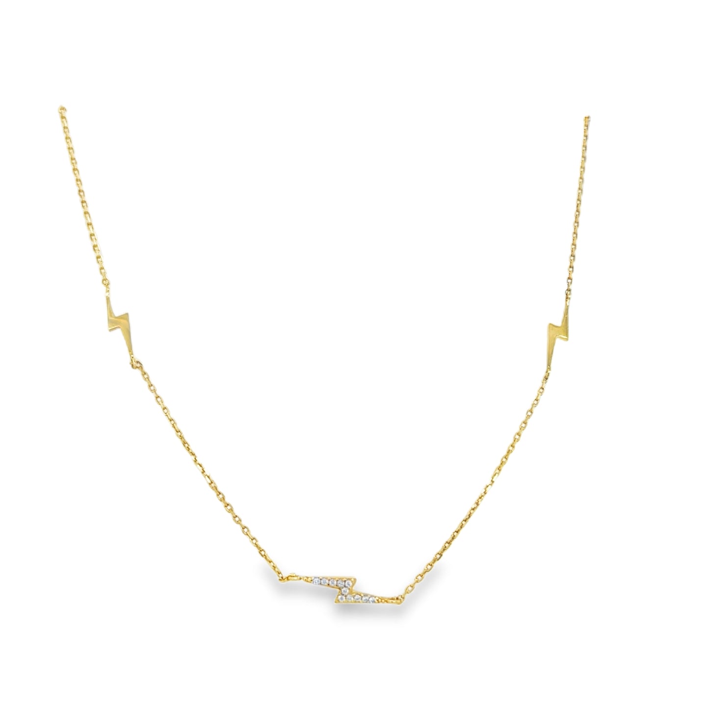 9ct CZ 5 Lightening Bolt Necklet
