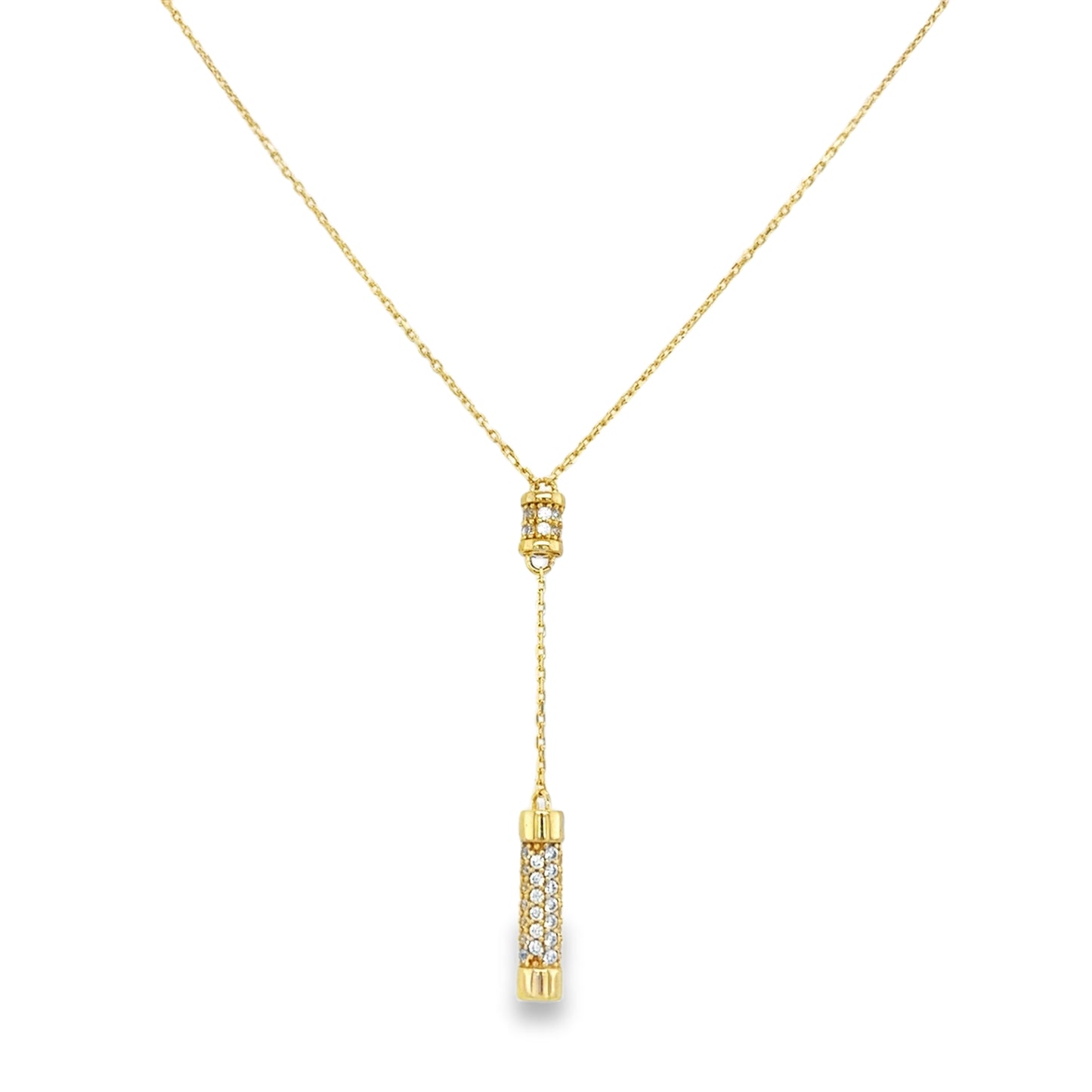 9ct CZ Barrel Drop Necklet