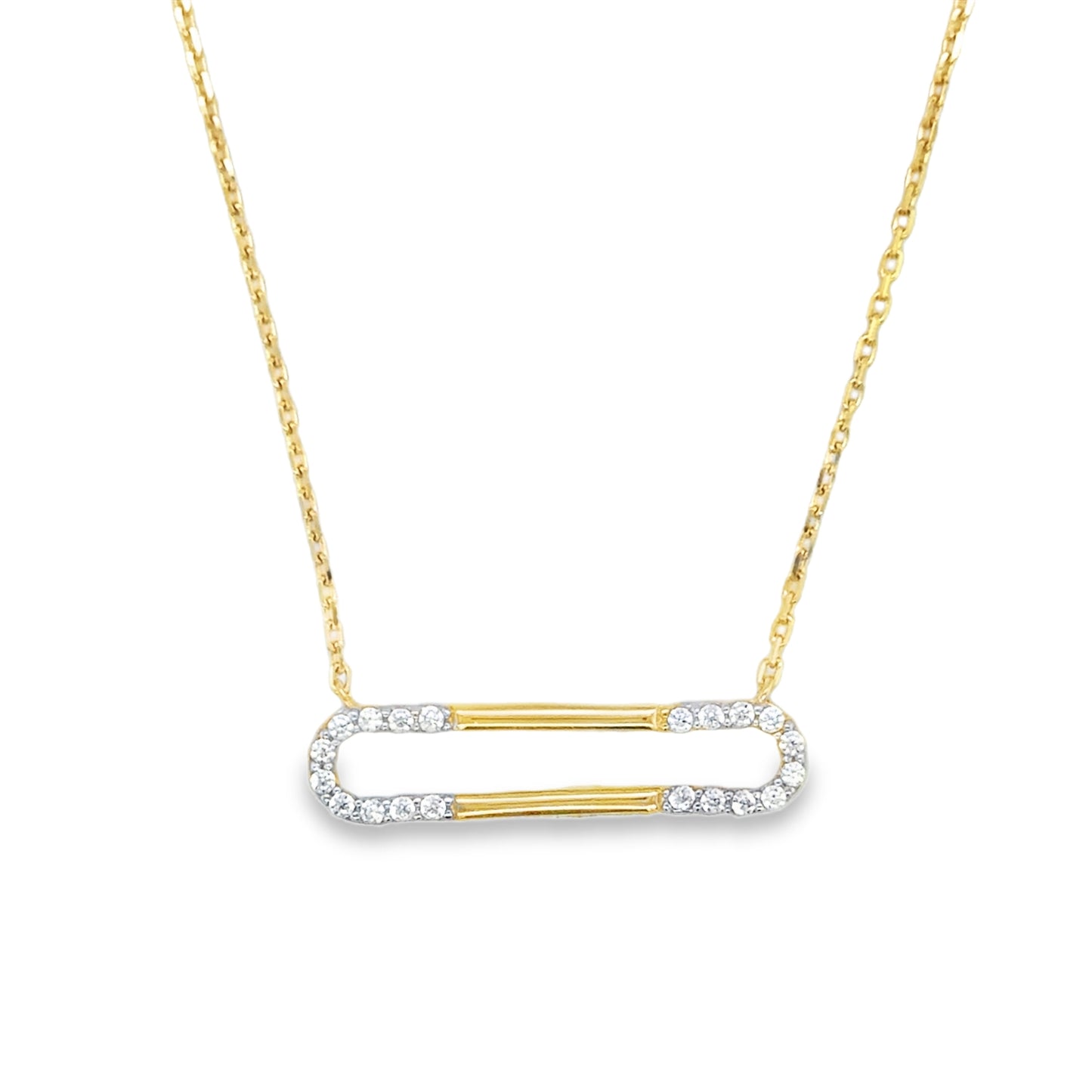 9ct CZ Open Long Oval Pendant