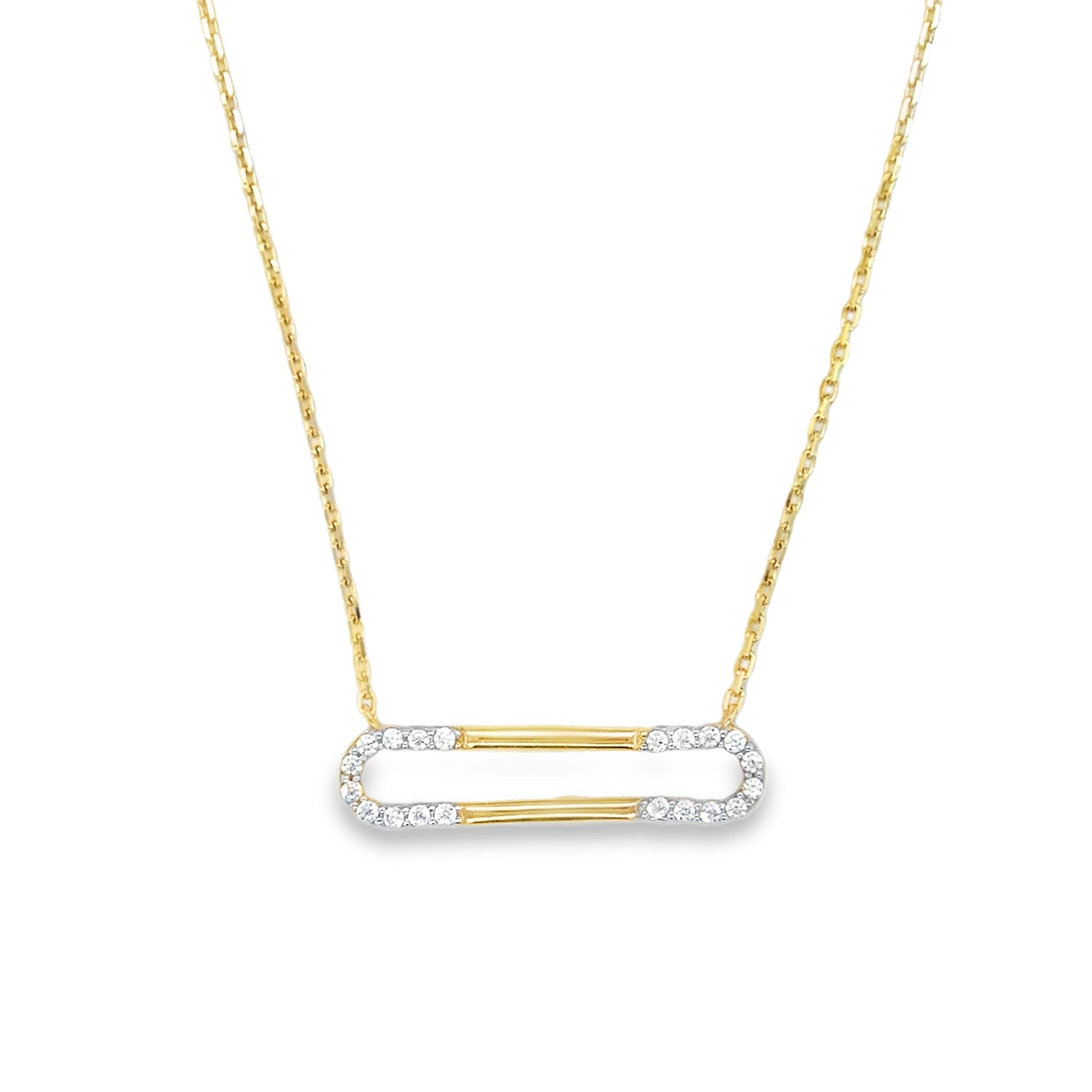 9ct CZ Open Long Oval Pendant