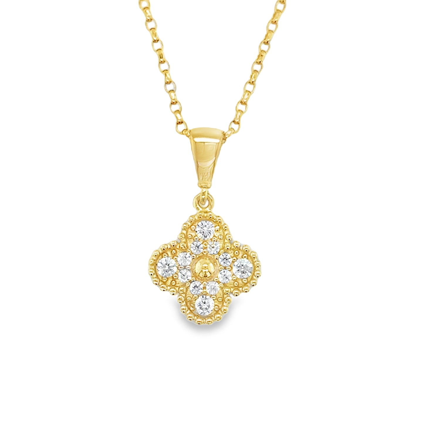 9ct CZ Clover Pendant