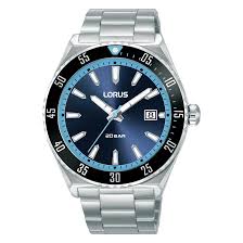 Gents Lorus Blue Dial Date Window Tachymeter