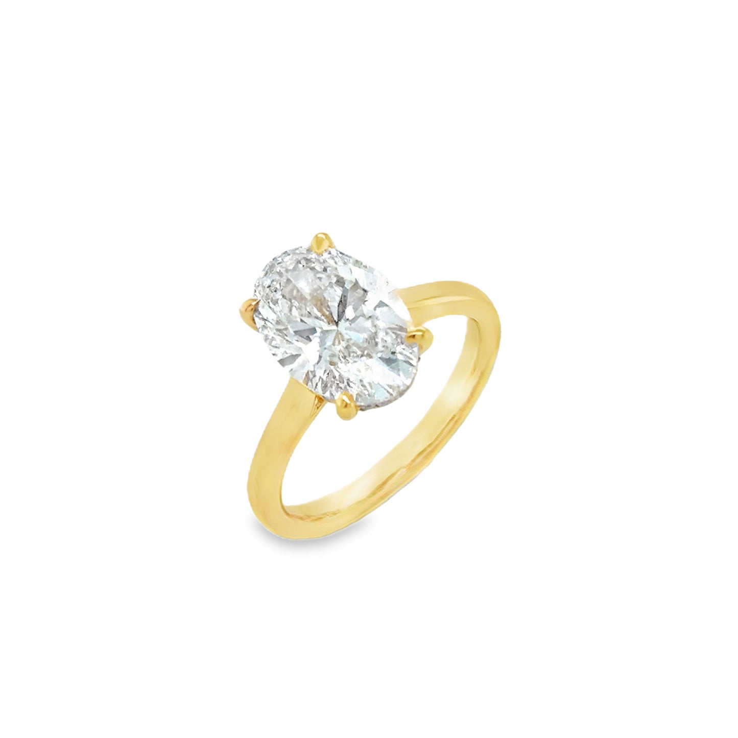18ct Modified Oval Brilliant Cut Cultured Diamond Ring With Hidden Halo 3.10ct