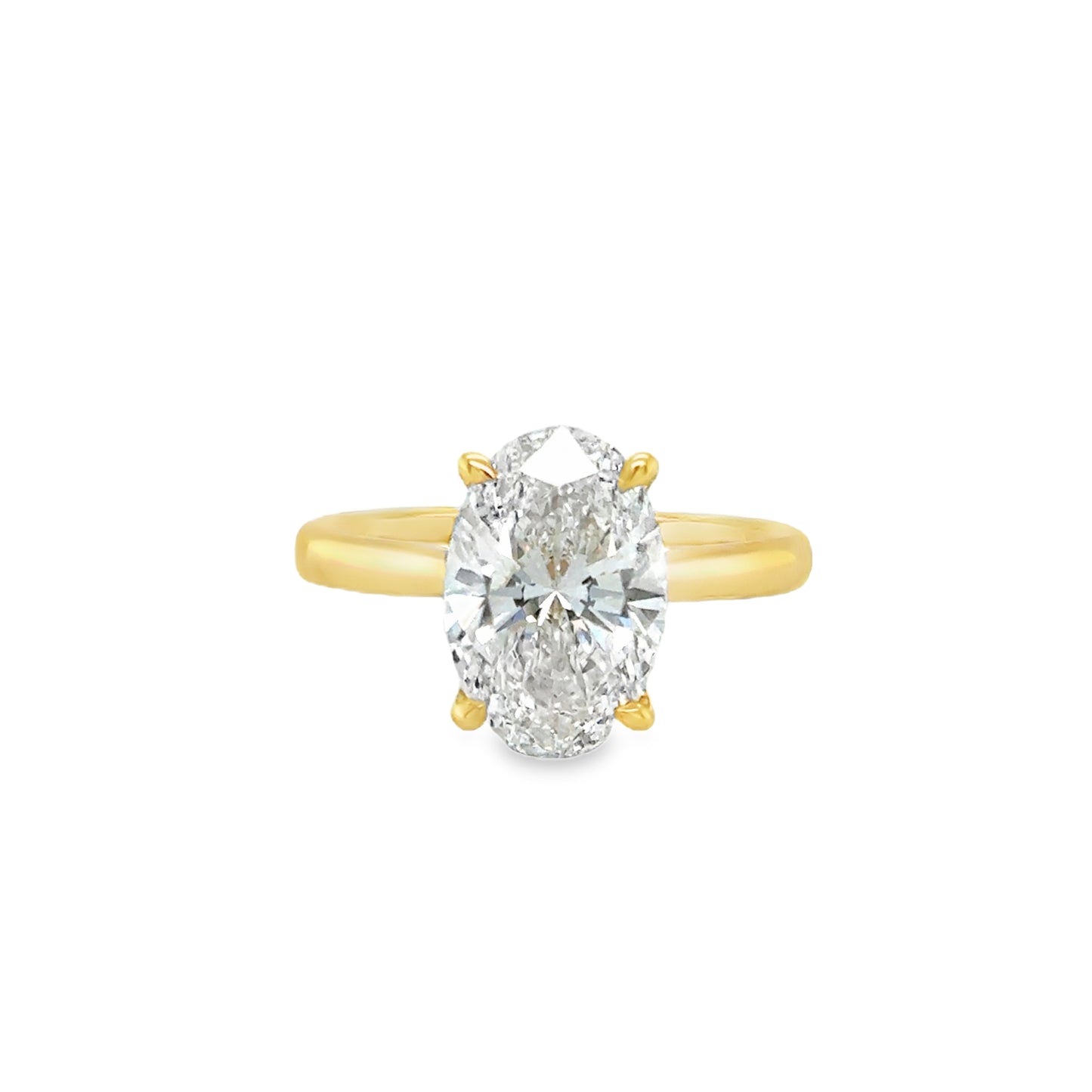 18ct Modified Oval Brilliant Cut Cultured Diamond Ring With Hidden Halo 3.10ct