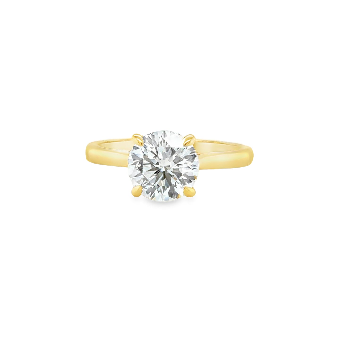 18ct Round Modified Brilliant Cut Solitaire Cultured Diamond Ring With Hidden Halo 2.08ct