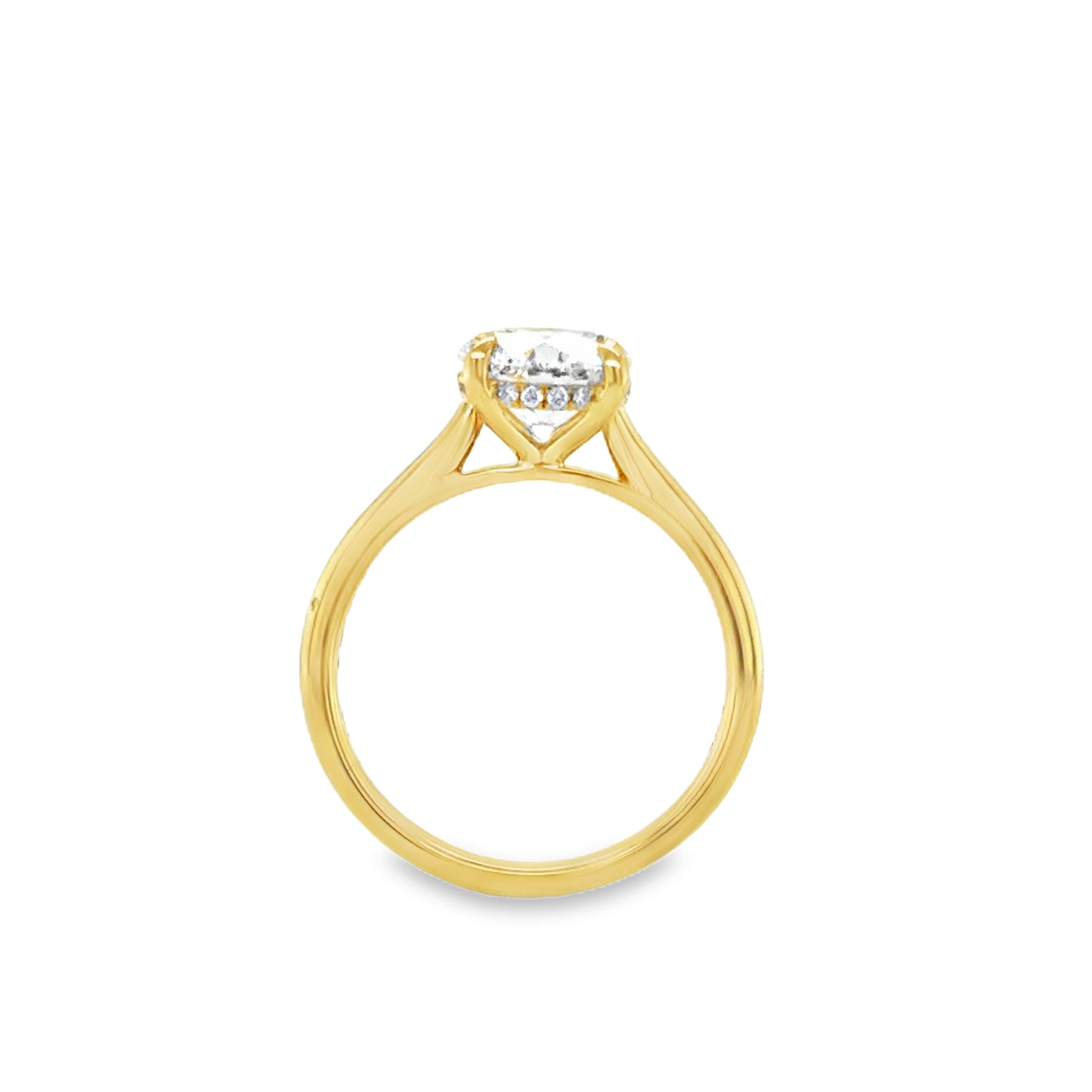 18ct Round Modified Brilliant Cut Solitaire Cultured Diamond Ring With Hidden Halo 2.08ct