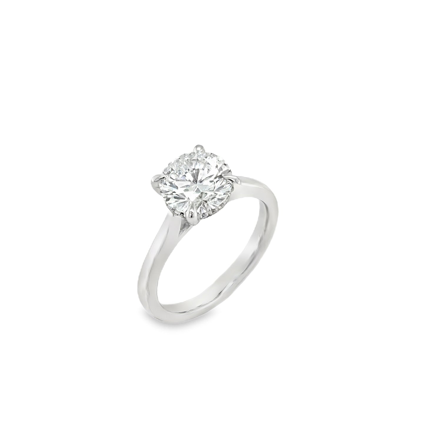 Platinum Modified Round Brilliant Cut Cultured Diamond Ring With Hidden Halo 2.16ct