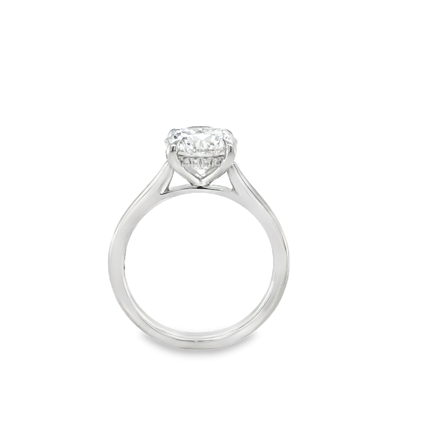 Platinum Modified Round Brilliant Cut Cultured Diamond Ring With Hidden Halo 2.16ct