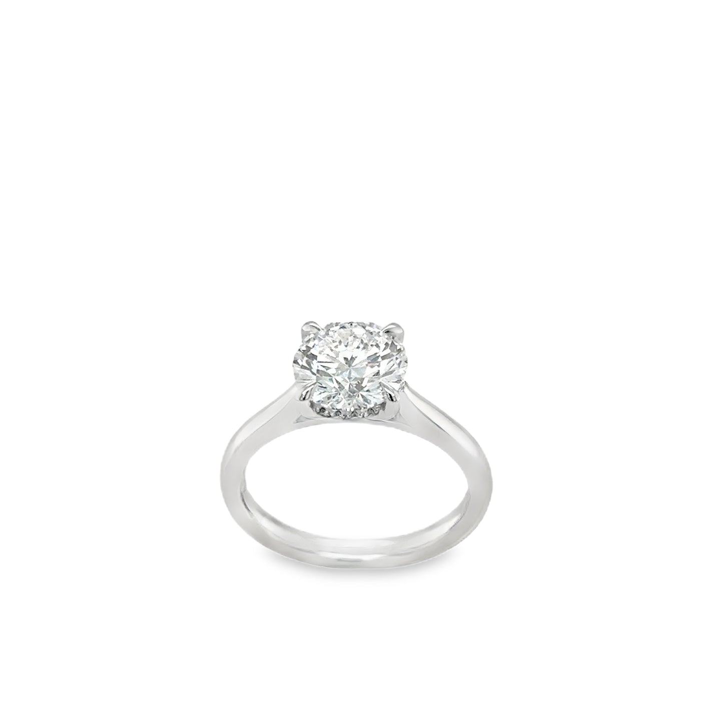 Platinum Modified Round Brilliant Cut Cultured Diamond Ring With Hidden Halo 2.16ct