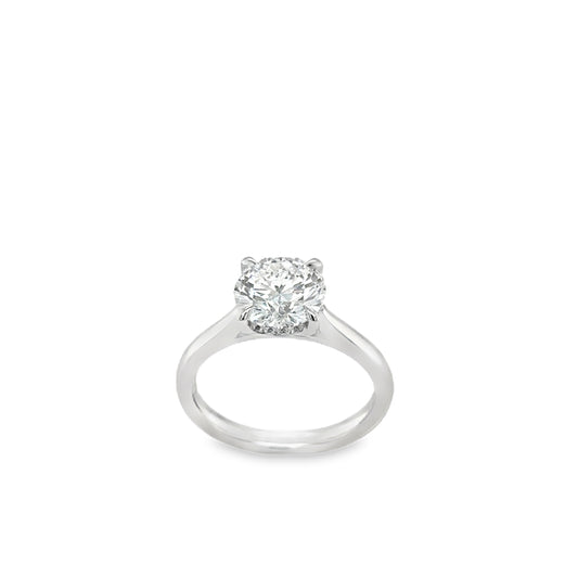 Platinum Modified Round Brilliant Cut Cultured Diamond Ring With Hidden Halo 2.16ct