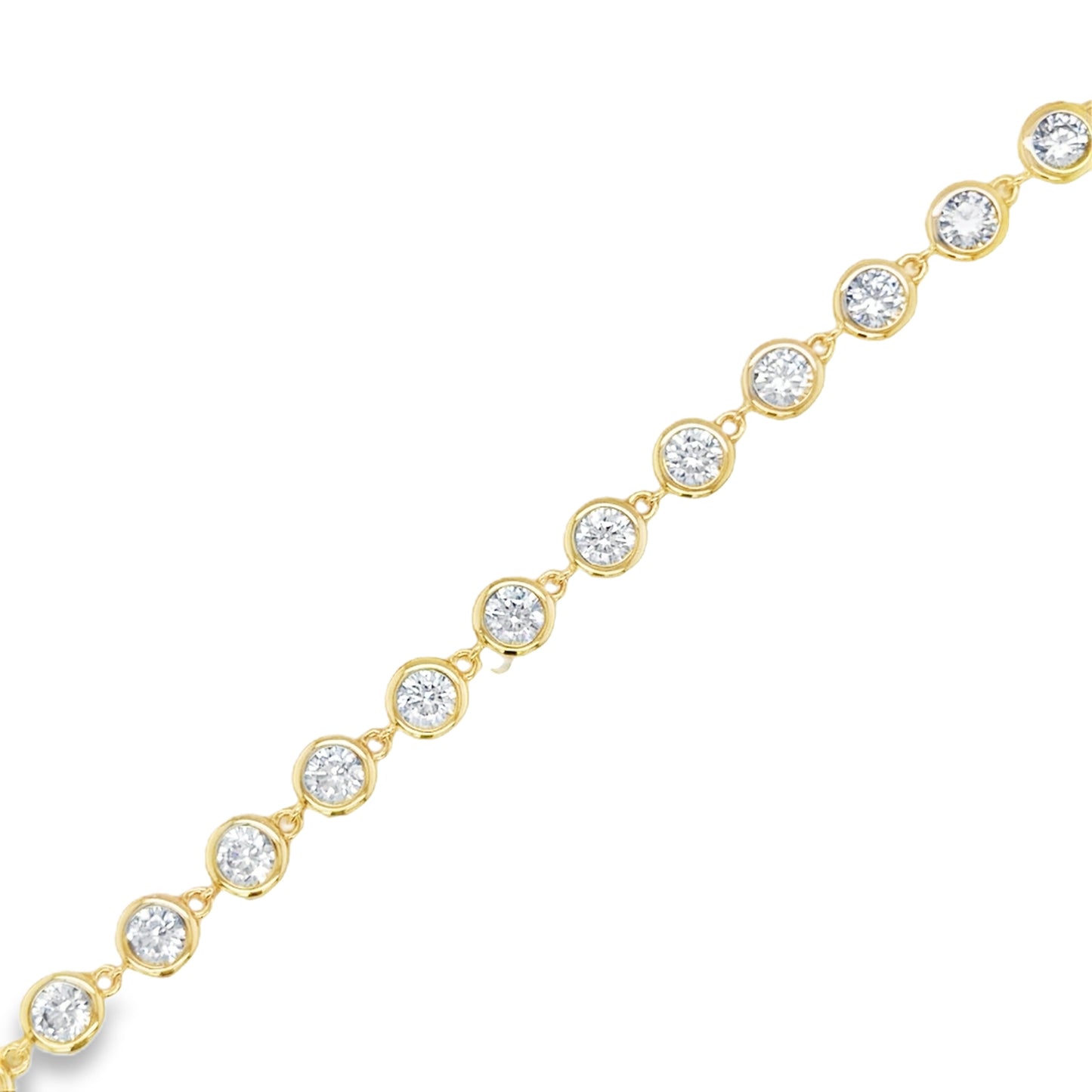 Sterling Silver 14ct Gold Plated Rubover CZ Bracelet