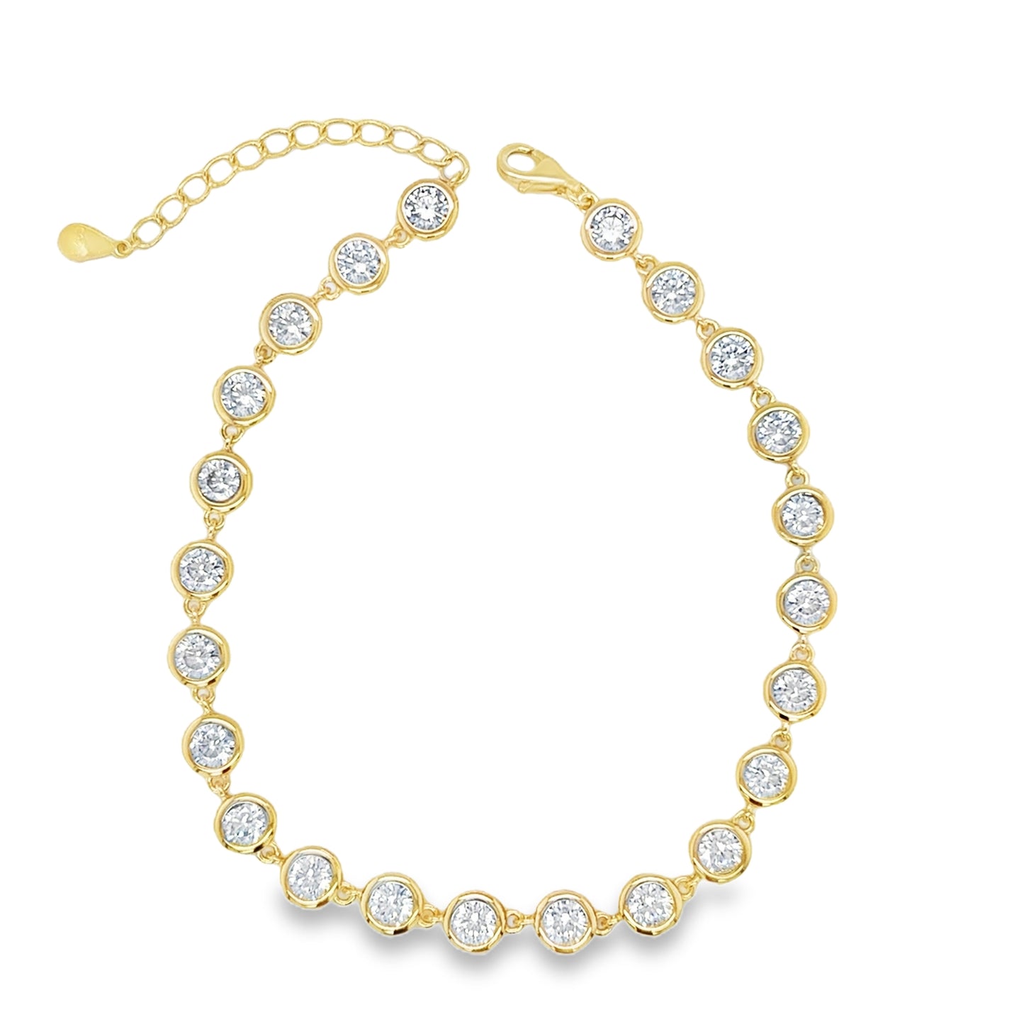 Sterling Silver 14ct Gold Plated Rubover CZ Bracelet