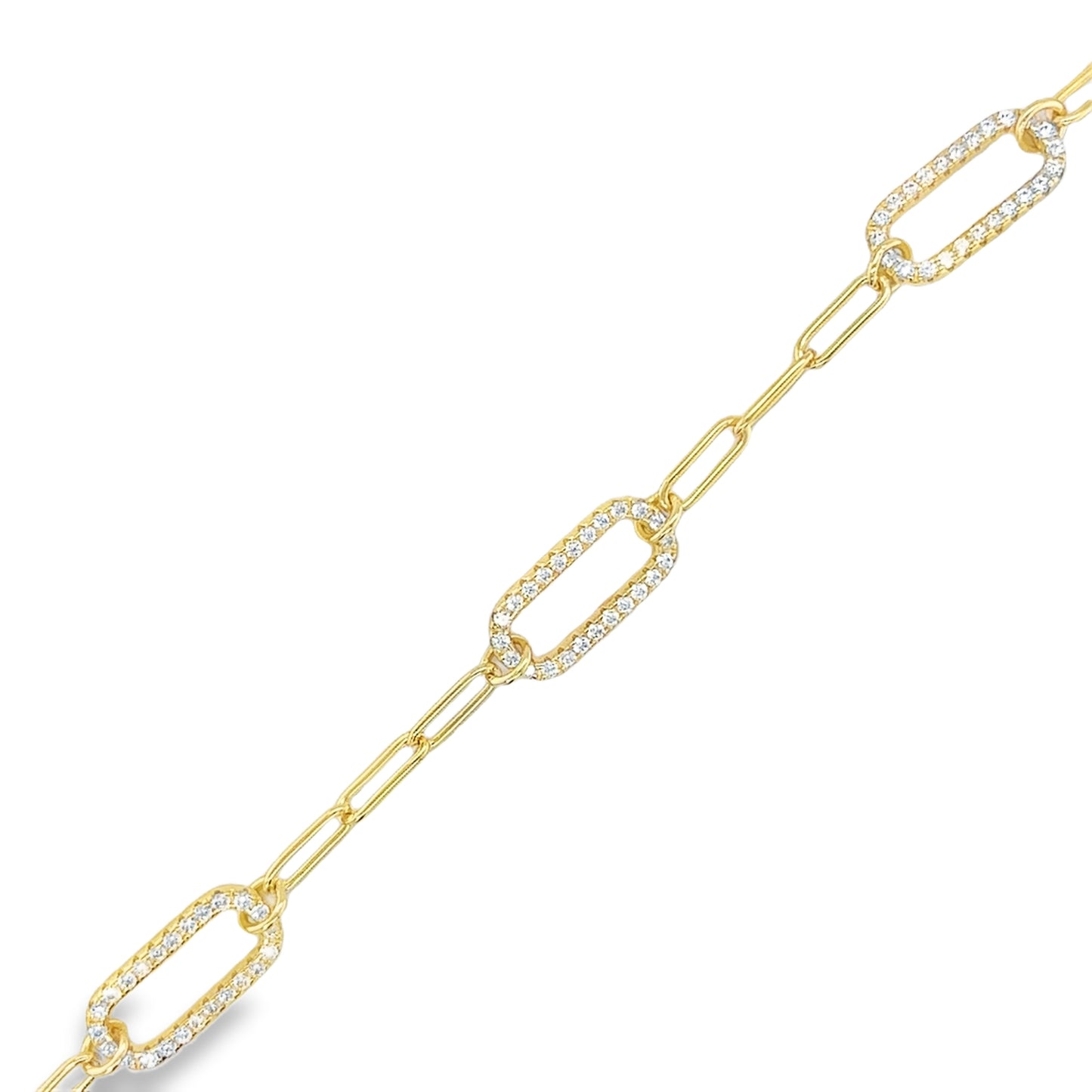 Sterling Silver 14ct Gold Plated Paperlink Bracelet with CZ Detail