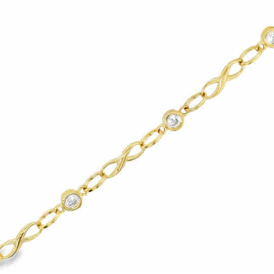 9ct Rubover CZ & Infinity Link Bracelet