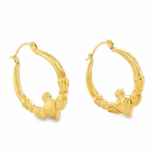 9ct Claddagh 20mm Hoop Earring