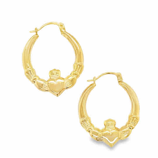 9ct Claddagh 20mm Hoop Earring