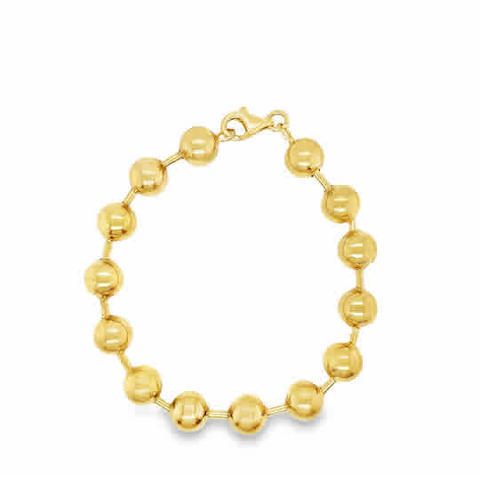 Sterling Silver Gold Plated Polished Ball Bracelet