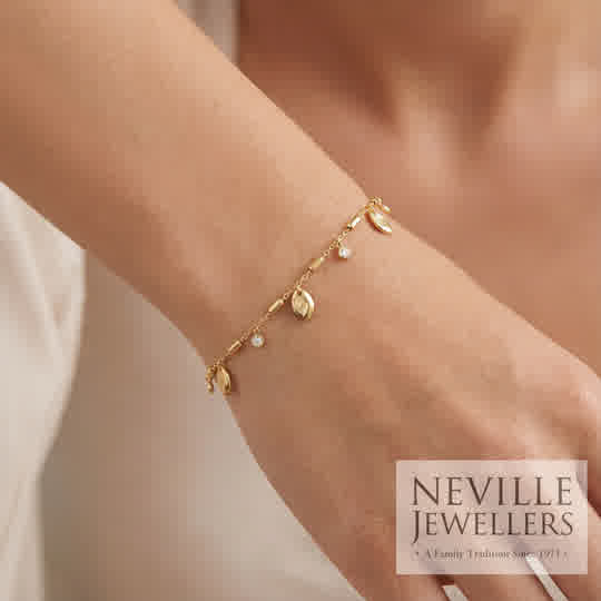 9ct Yellow Gold Rubover CZ and Oval Scatter Bracelet