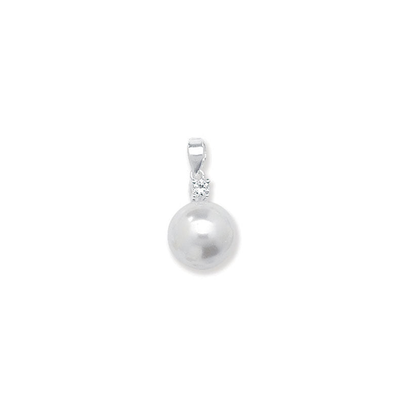 Sterling Silver Pearl and CZ Pendant