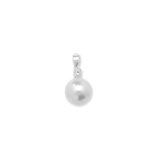 Sterling Silver Pearl and CZ Pendant