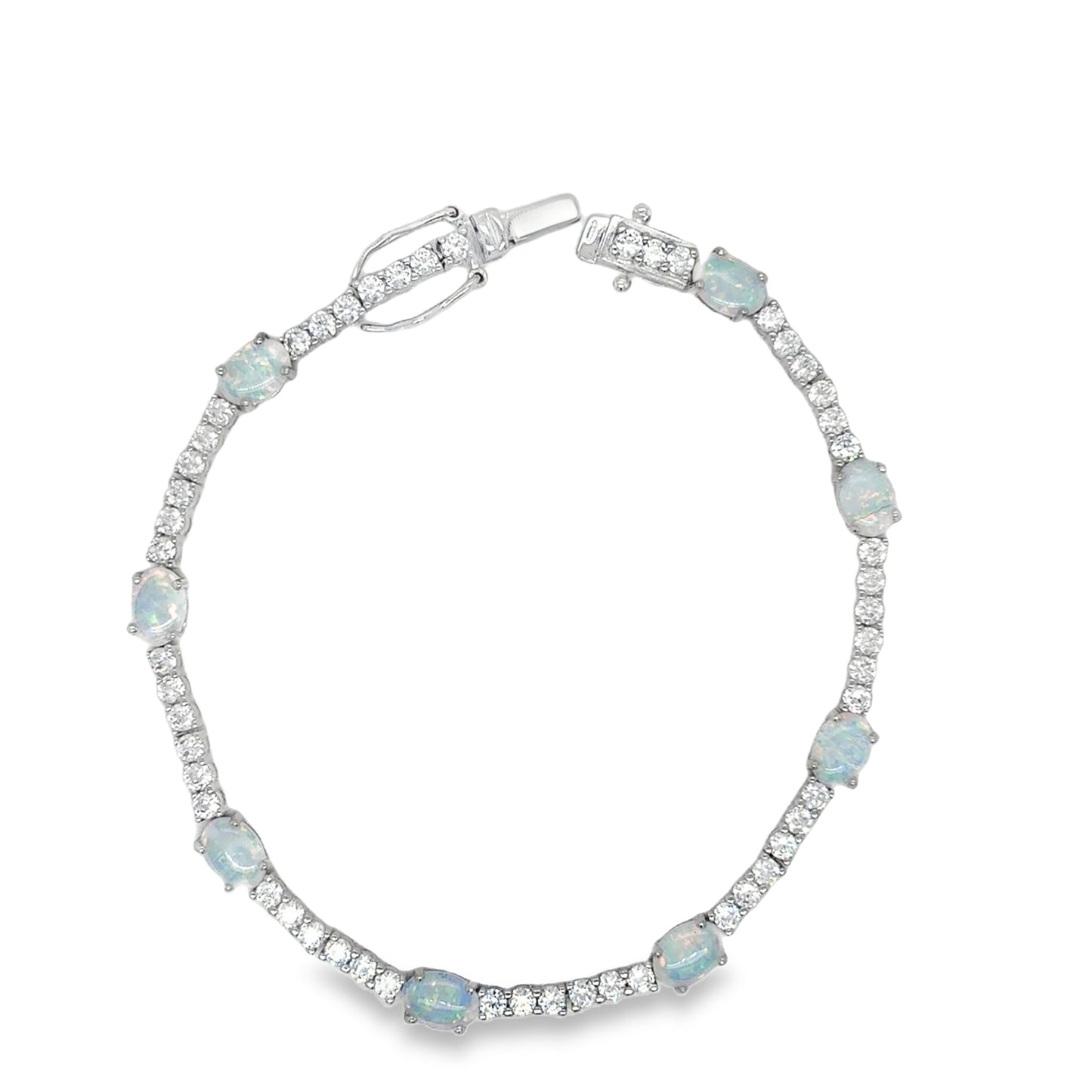 Sil B/let CZ/Opal Tennis 8"