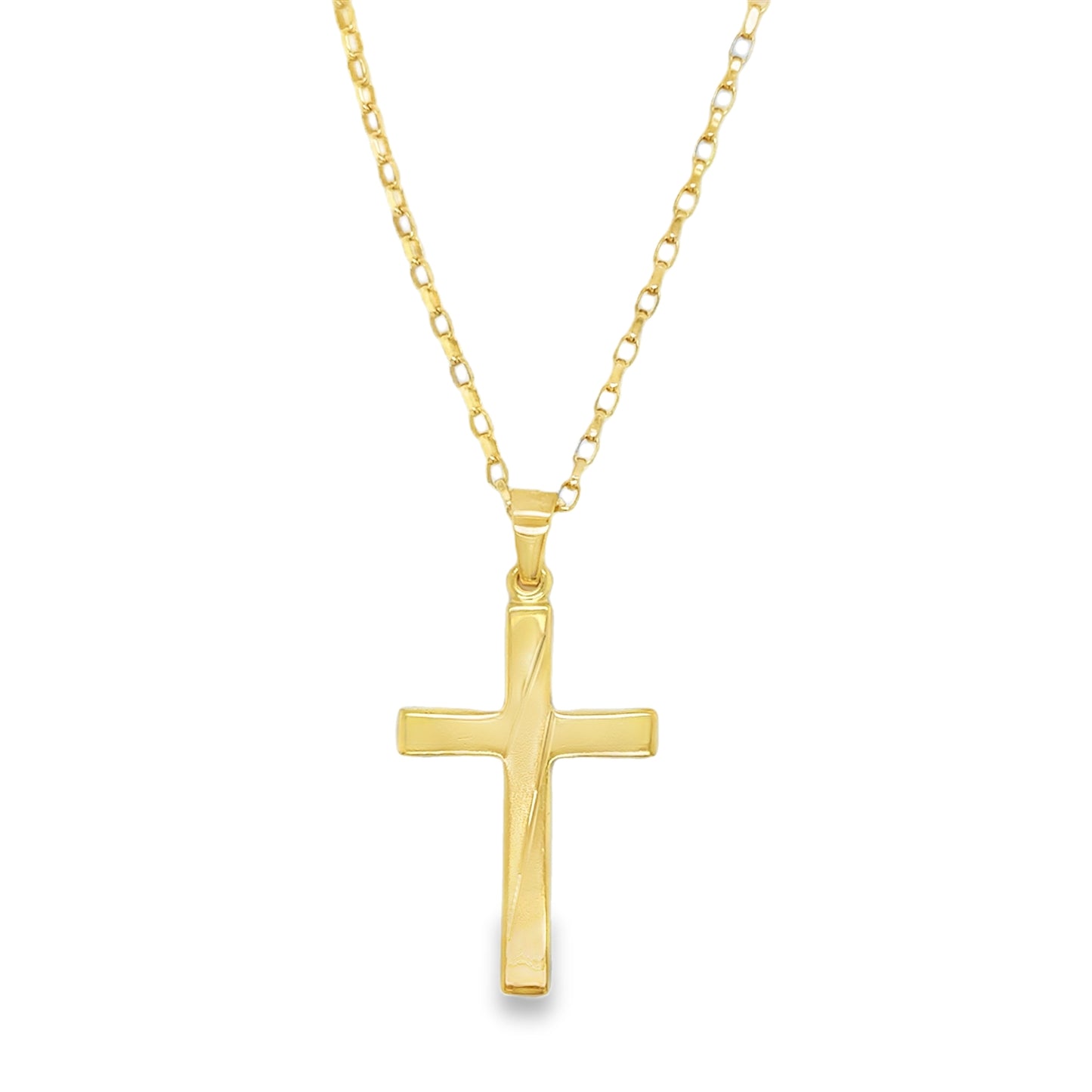 9ct Polished Lined Cross Pendant 15x30mm 0.6g