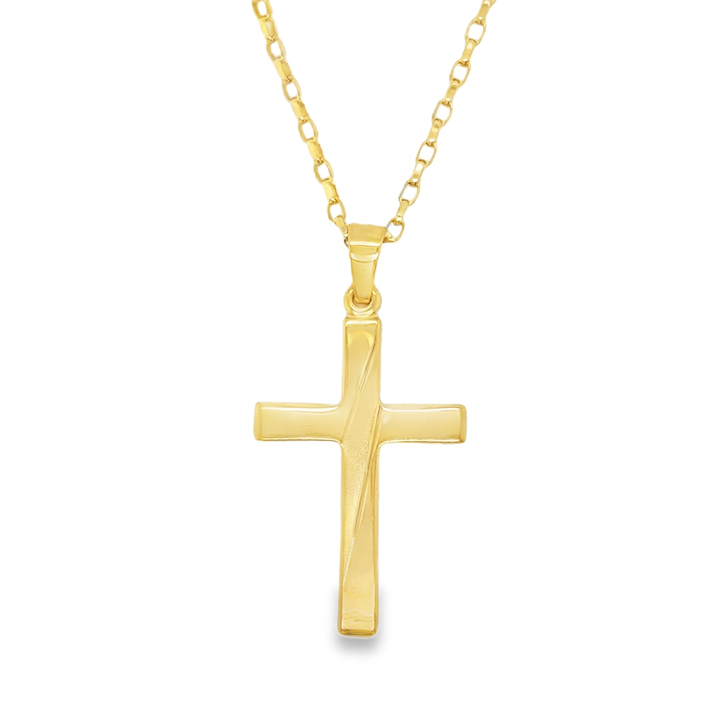 9ct Polished Lined Cross Pendant 15x30mm 0.6g