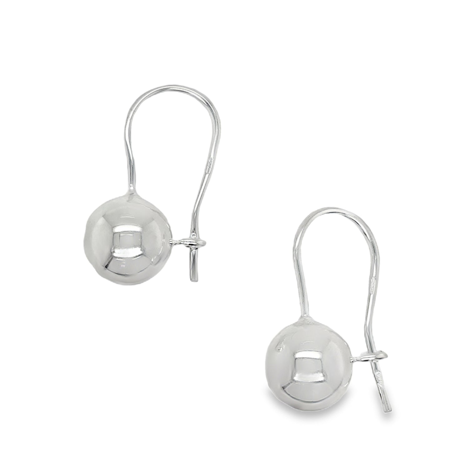 Sterling Silver 11mm Drop Ball Earring with Shepherd's Hook
