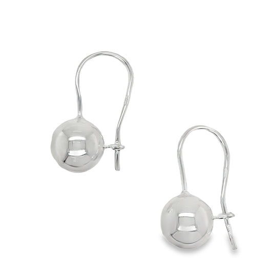 Sterling Silver 11mm Drop Ball Earring with Shepherd's Hook