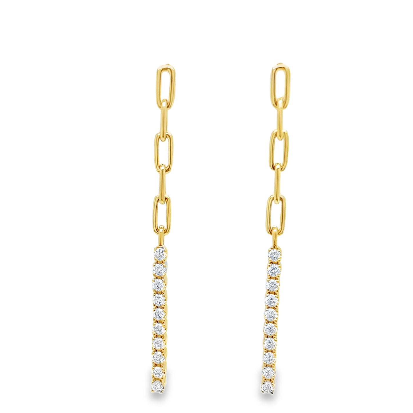 9ct Paperlink & Tennis Drop Cultured Diamond Earring .54ct