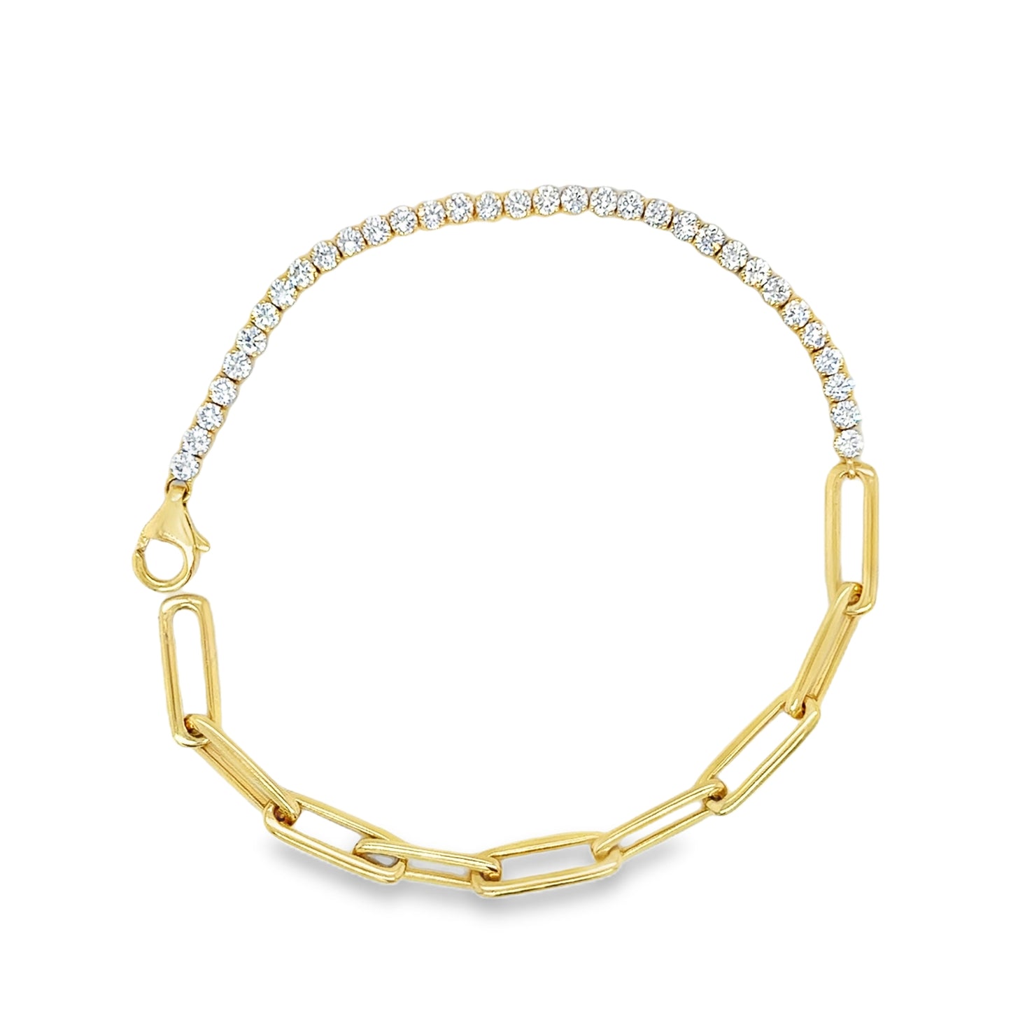 Smiling Rocks 9ct Paperlink & Tennis Drop Cultured Diamond Bracelet 1.29ct
