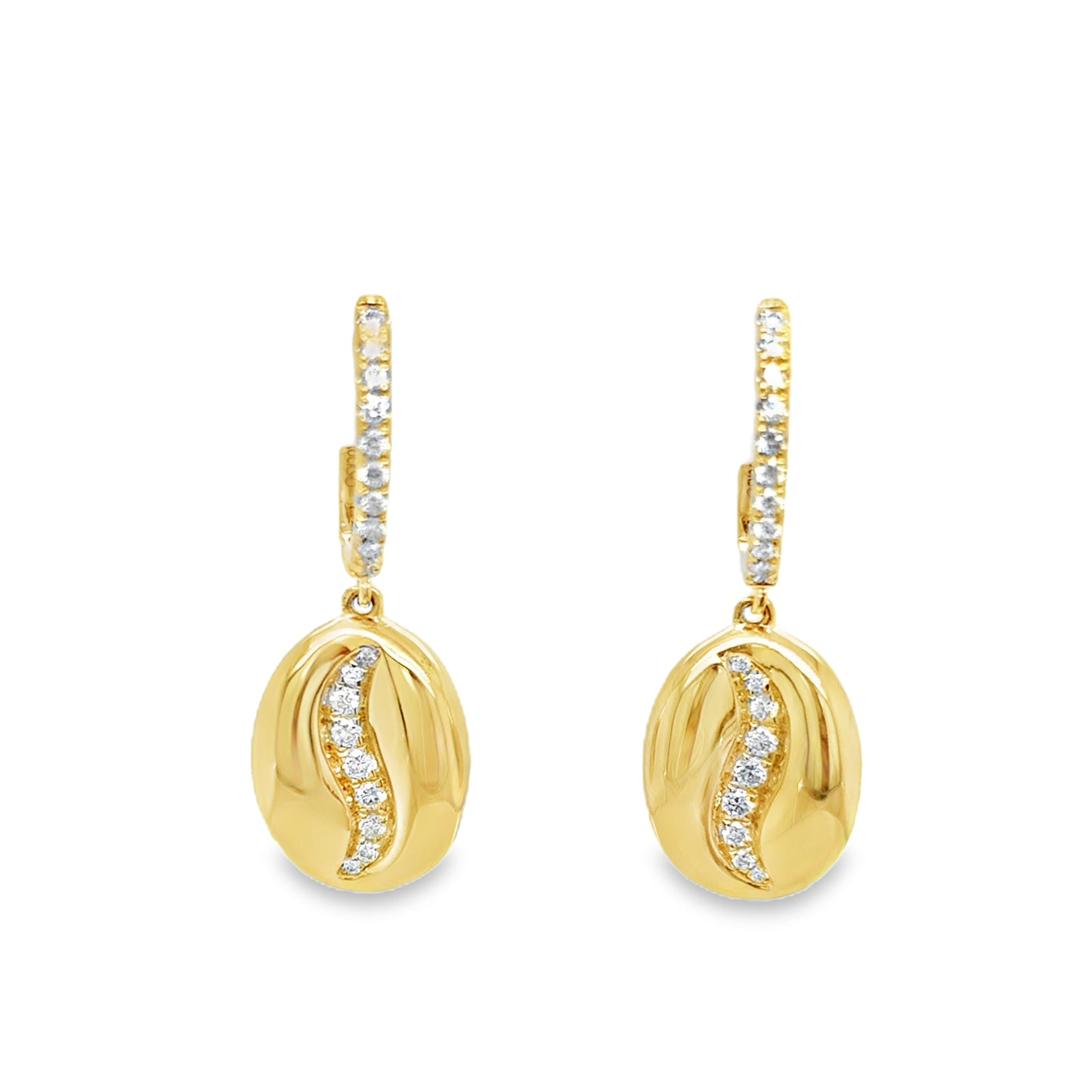 9ct Coffee Bean Drop Cultured Diamond Earring .25ct