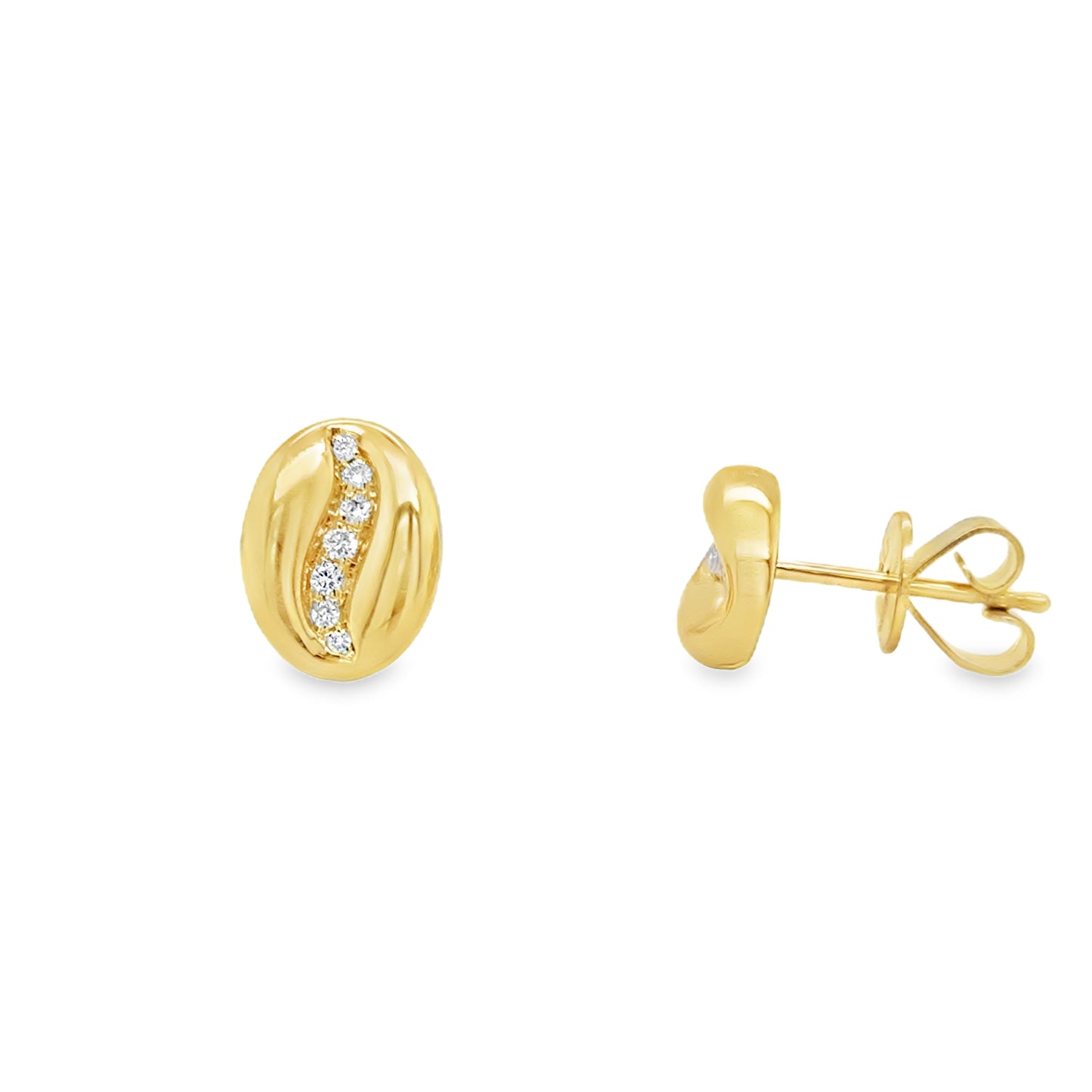 9ct Coffee Bean Cultured Diamond Earring .08ct