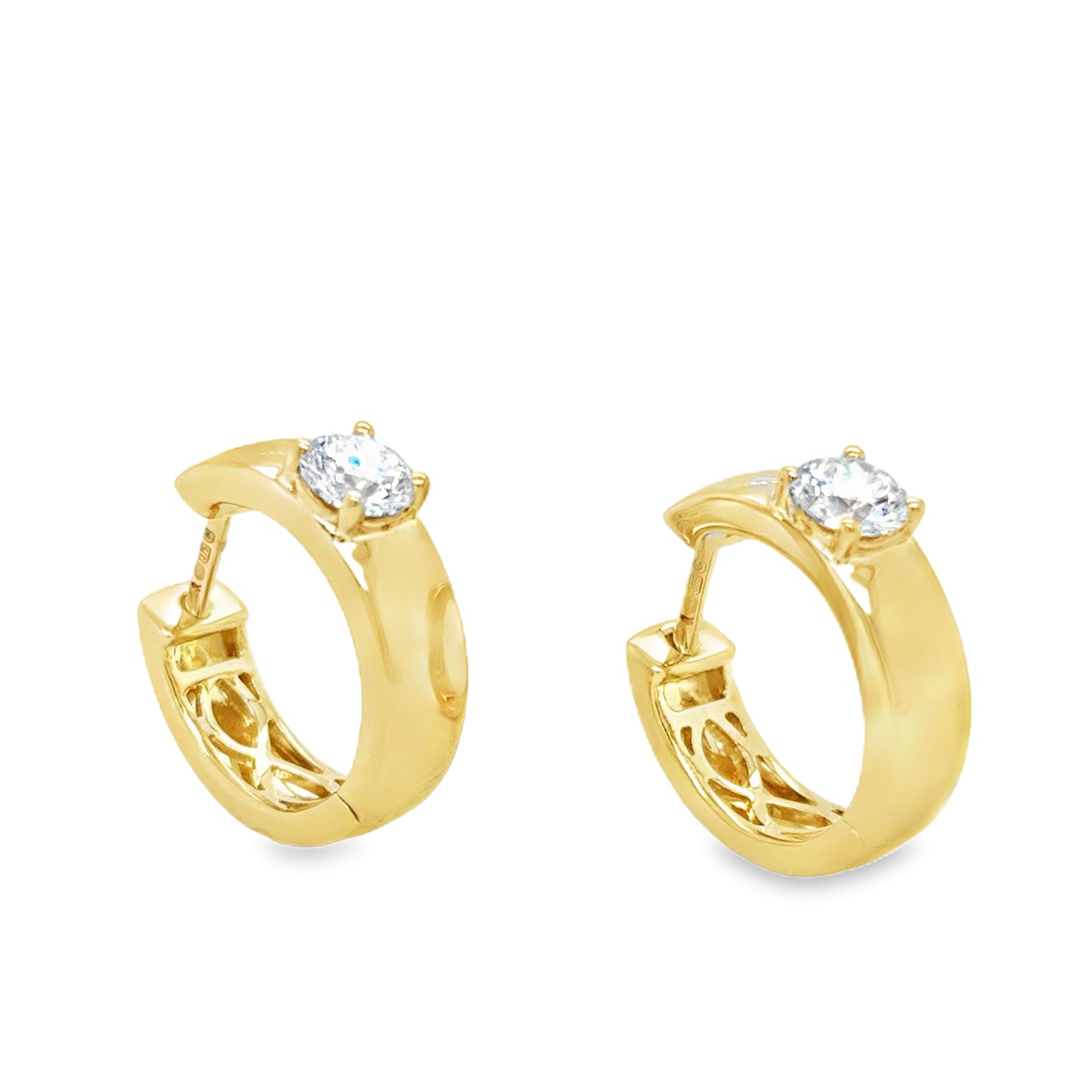 9ct Round Brilliant Solitaire Cultured Chunky 15mm Hoop .67ct